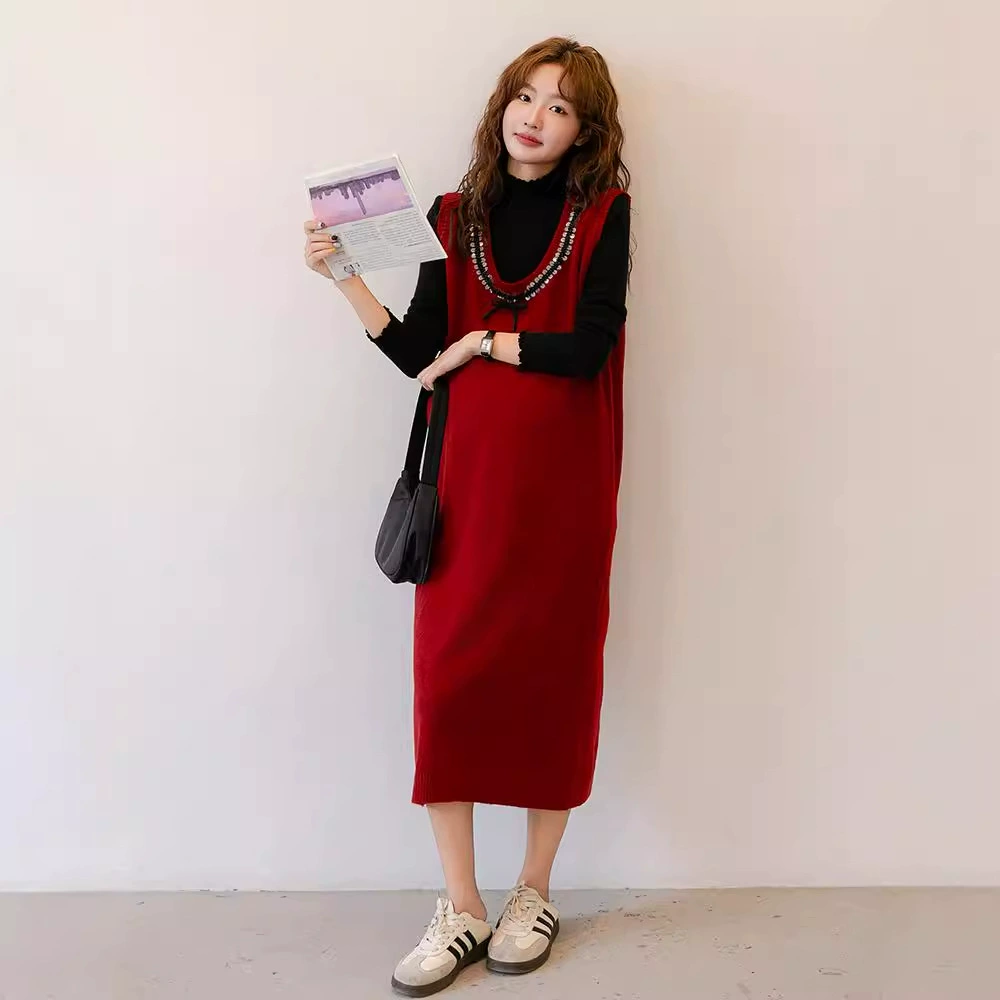 Модная зимняя одежда для беременных корейская версия платья из двух частей беременная юбка с нижней юбкой для беременных мода платье-свитер