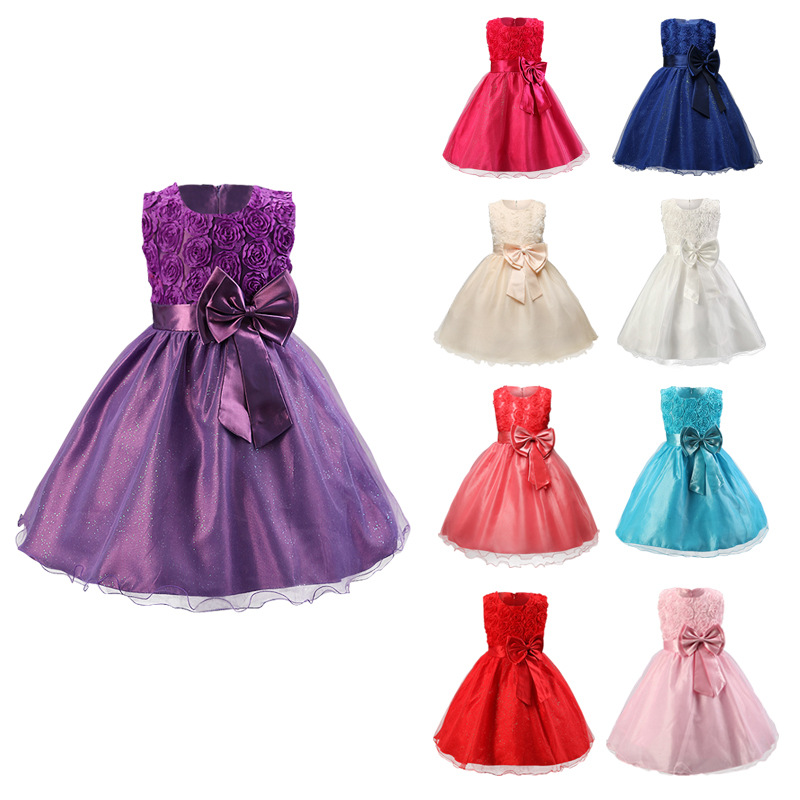Children's Tutu Skirt Performance Costume 2021 Aliexpress Girls' Dress Rose Princess Dress One-Piece Lace Dropshipping