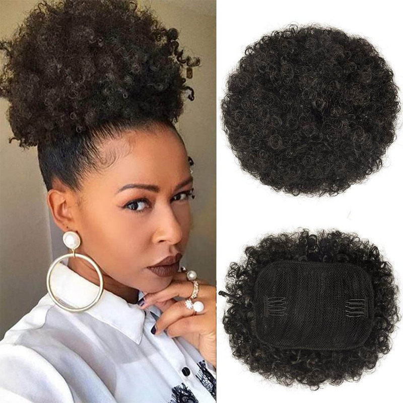 欧美非洲黑人爆炸头假发大发包蓬松卷Afro Puff Kinky Curly 假发|undefined