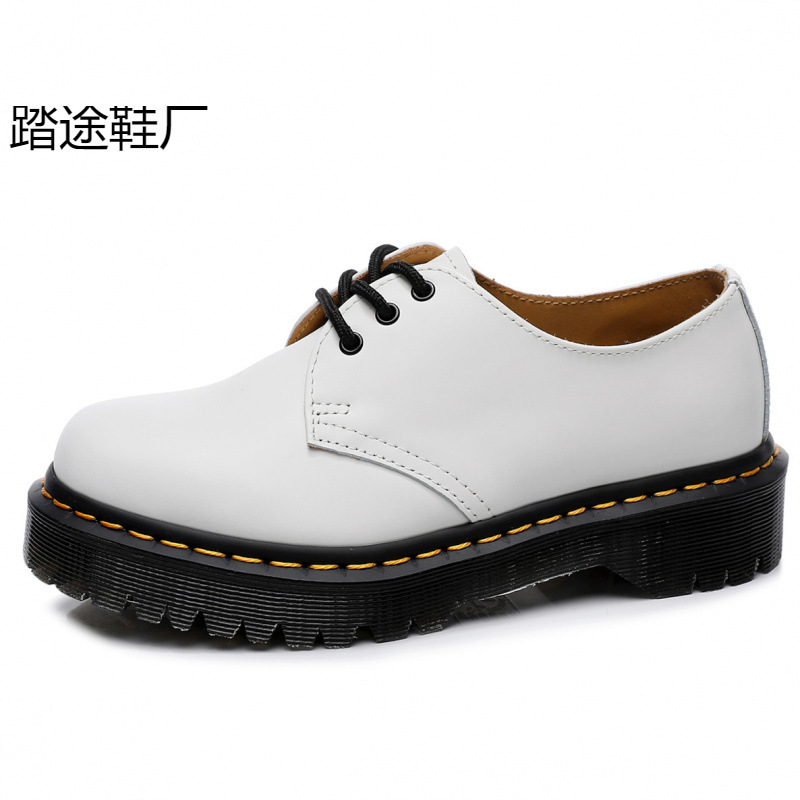 热销1461厚底3孔小皮鞋女 低帮真皮英伦风圆头休闲学生中厚松糕底