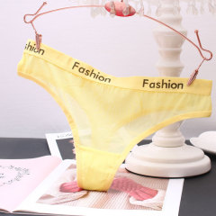 Letter Lace Sexy Thong for Women, Japanese-Style Mesh, Breathable, Seamless, Low-Rise, Alluring, Thin Cotton Crotch Panty