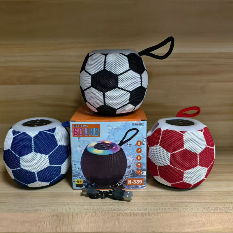 Cross-Border New Football Bluetooth Speaker Subwoofer Outdoor Portable Home Atmosphere Light Desktop Decoration Mini Speaker