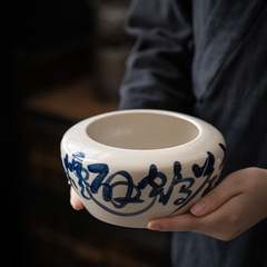 草木灰陶瓷手繪茶洗建水茶渣缸無蓋水洗杯洗筆洗功夫茶具配件水盂