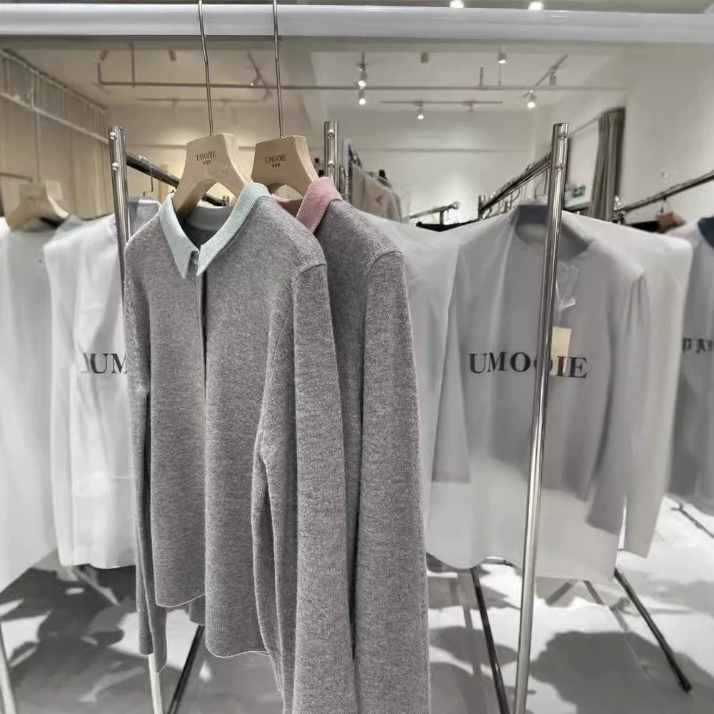 Завод Jinya Garment/POLO, маленький лацкан из шерсти, свитер-кардиган с двумя типами ворот