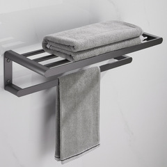 Gun gray space aluminum towel rack bathroom bath towel rack hotel towel rod bathroom hook organizer with holes