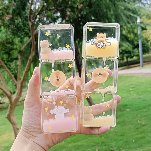 Creative cute cherry blossom oil leak desktop small ornaments decompression small objects water drop liquid hourglass birthday gift