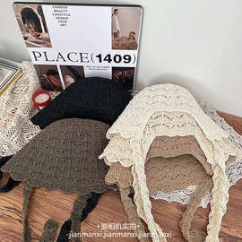 2026春夏韩版防晒萝莉帽法国镂空小清新渔夫帽遮阳帽蝴蝶结盆帽