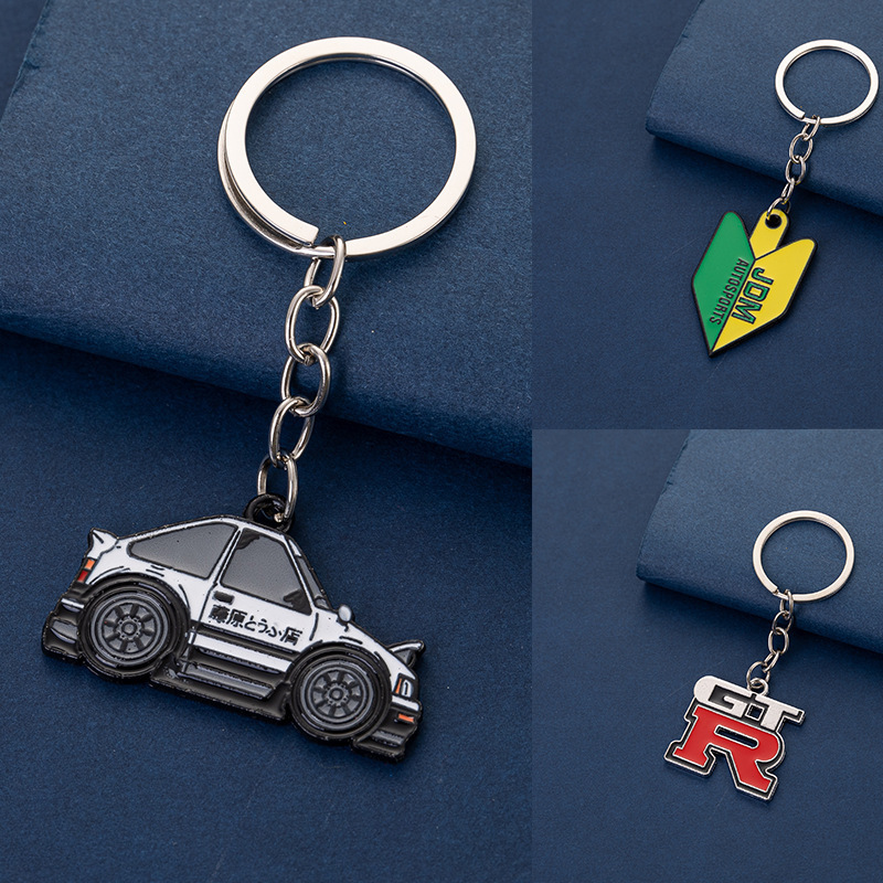 Car Modification Keychain Day Man AE86 GTR JDM Animation LOGO Key Pendant Qiuming Mountain Souvenir