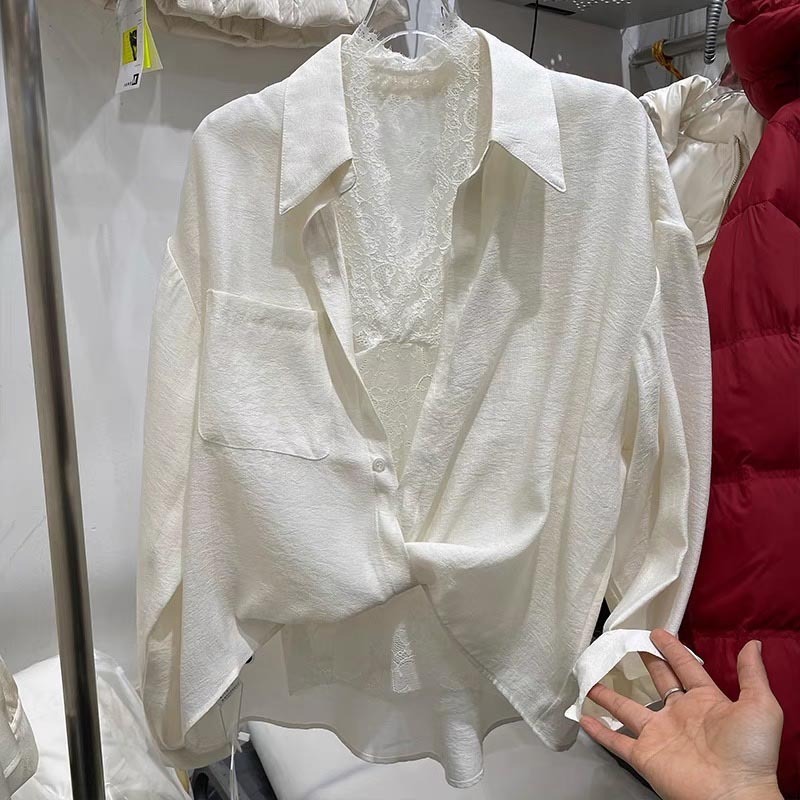 2025春夏新作フレンチデザイン、軽くて大人なスタイル、セレブ気質、ニッチレースベスト、ツイストシャツ2枚|undefined