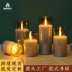 石蜡仿真子弹头LED电子蜡烛圣诞节ins风生日婚庆气氛玻璃管蜡烛灯