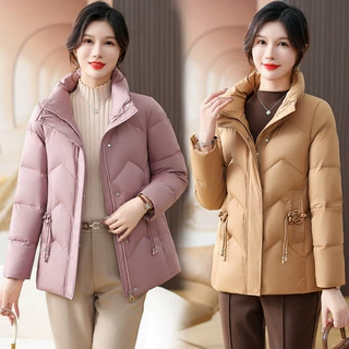 妈妈冬装短款羽绒服白鸭绒时尚洋气百搭年轻妇女中年加厚保暖外套