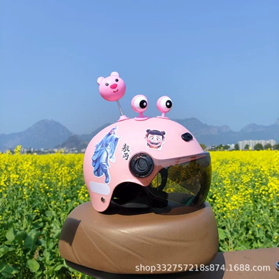 3C Certified Helmet for Kidsren Aged 1-5 Years Old, Cute Cartoon Anti-Fall Summer Adjustable Electric Vehicle Motorcycle Helmet (Motosiklet kaskı (dəbilqə)) - pink-ao-bing-sunscreen-glasses-pink-eyes-pink-li-3c-children-1-5-years-old-j02