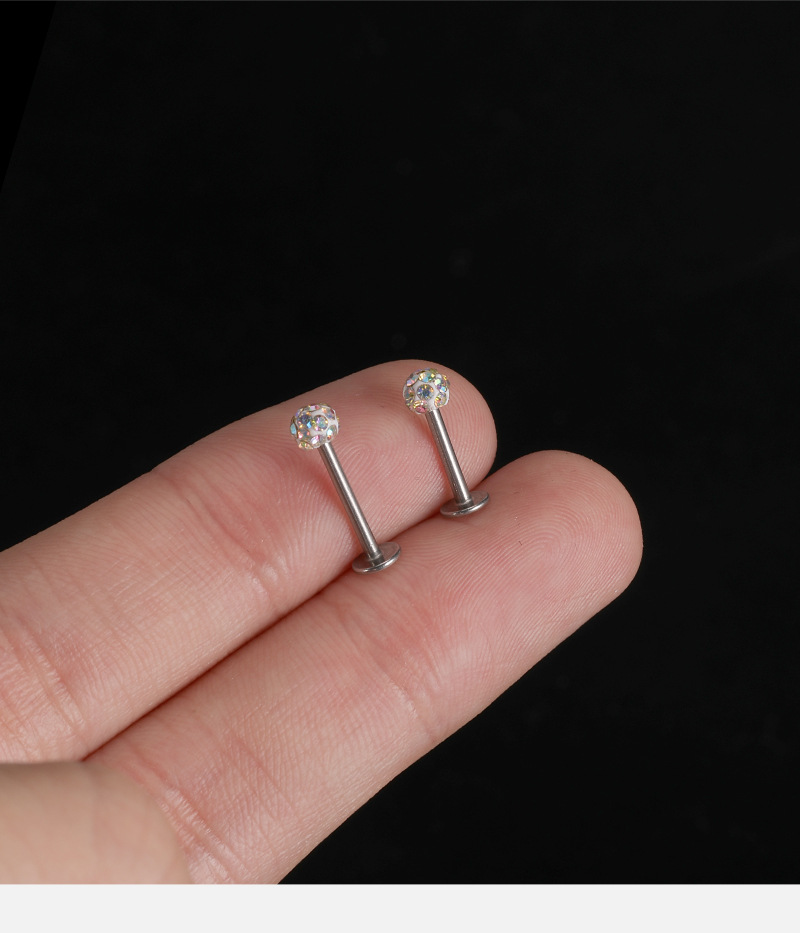 European American Silver Straight Rod Multi-Diamond Ball Stud Earrings, Korean Fashion Zircon Gold-Plated Jewelry detail image 7