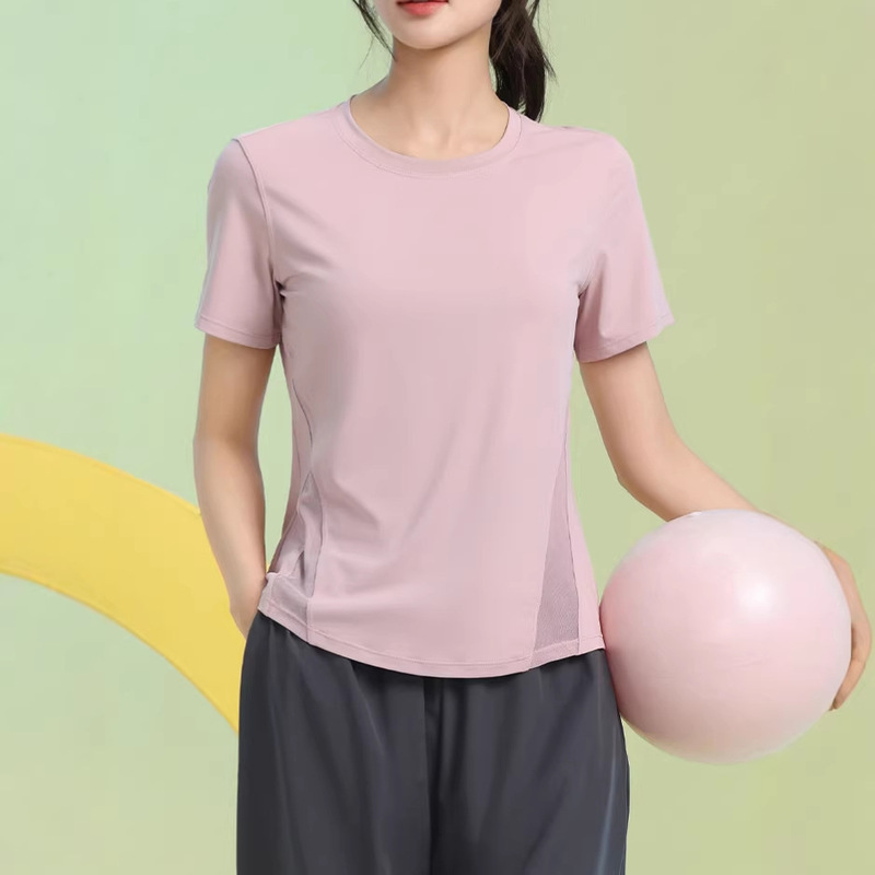Summer Mesh Loose Breathable Short-Sleeved Quick-Drying Sports Tops Slim Fit Women's Yoga Wear Running Basketball Fitness Wear