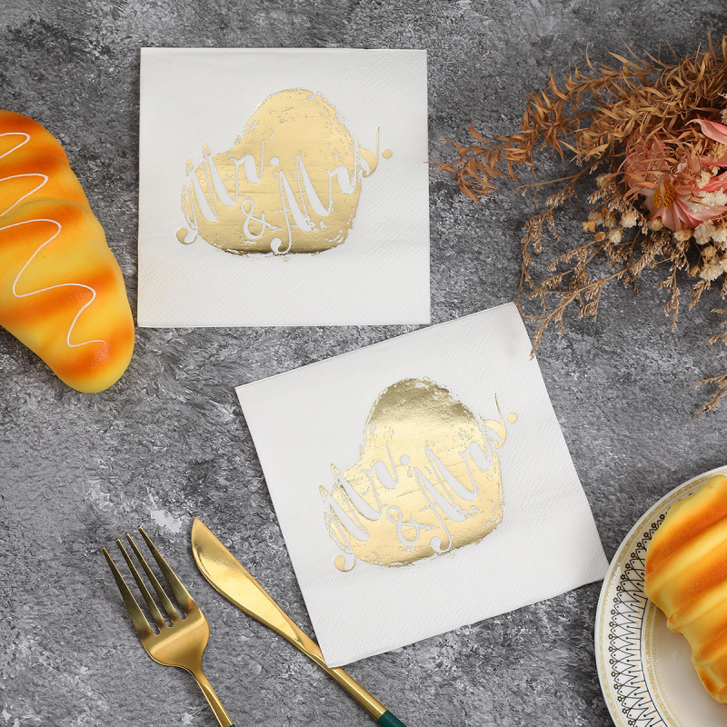 High-End Pure Color Hot Stamping Napkins, Wedding Anniversary Accessible Luxury Party Hotel Disposable Napkins