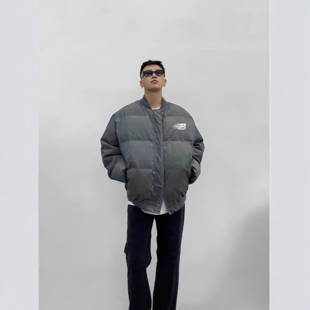 2024 invierno nuevo algodón caliente grueso hombre chaqueta piloto de color gradiente chaqueta de algodón chaqueta de béisbol chaqueta de algodón chaqueta