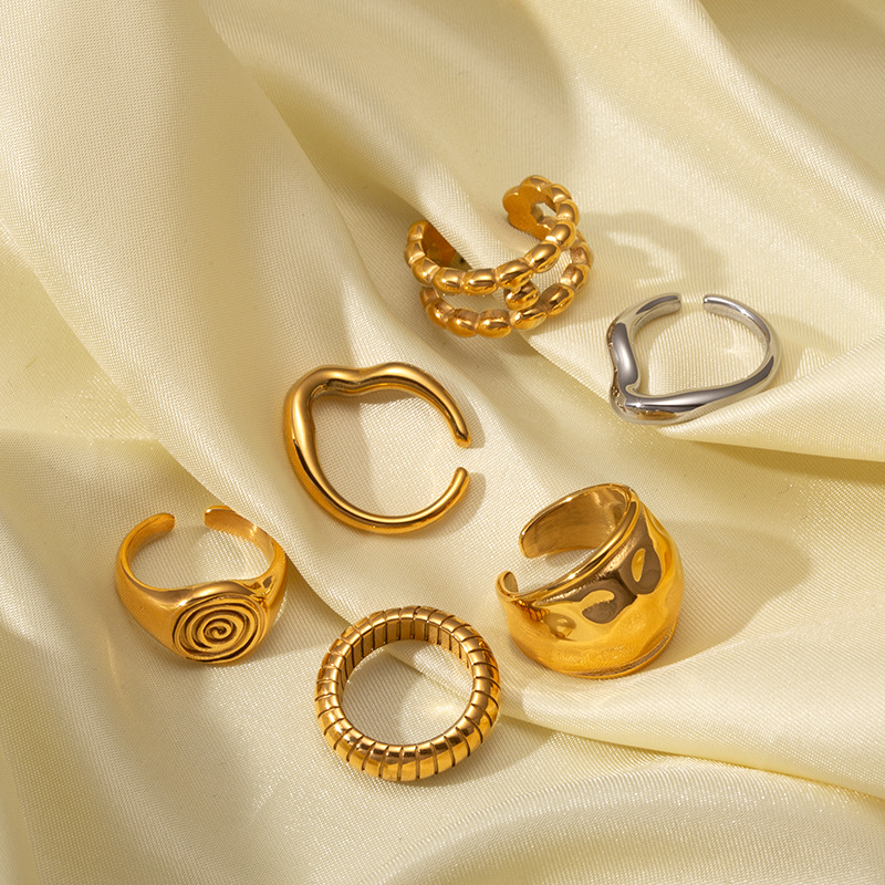 12g Weight PVD Coated Gold Plating Process Real Gold Plated Plating Material Open Rings Classification One Size Ring Size 1 Piece Quantity Holiday, Daily Occasion 304 Stainless Steel Material Geometric Pattern Women's Gender Retro Style Wholesale Jewelry Retro Geometric 304 Stainless Steel 18K Gold Plated Open Rings 无