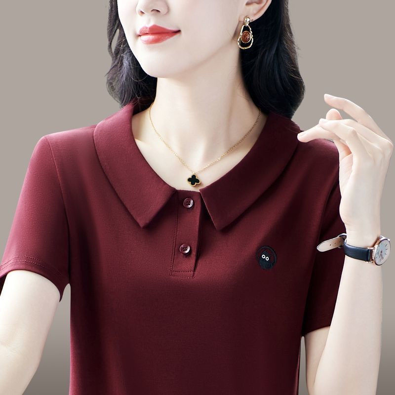 【1092# M-4XL/3 Colors】Summer Fashion Polo Shirt/T-Shirt, Lapel Collar, Women's Short Sleeve, Stylish, Casual, and Youthful