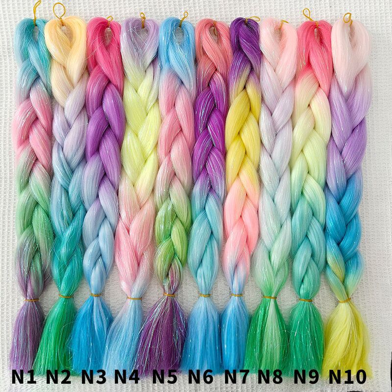 Laser silk gold silk dirty braid big braid mixed gold silk wig braid big thick braid gradient color gold silk dirty braid