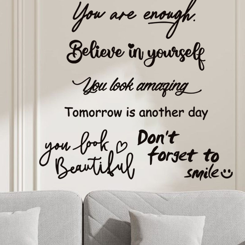 Inspiración frase Inglés pegatinas de pared decoración sala de estar dormitorio fondo de pared pintura autoadhesiva removible PVC pegatinas de pared mural image 3
