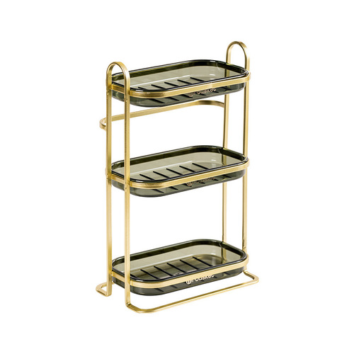 Iron soap box bathroom double-layer three-layer punch-free wall-mounted drain rack light luxury soap storage rack