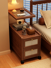 ♔超窄中古床头柜家用卧室小型床边柜新款小众设计感迷你小柜子矮