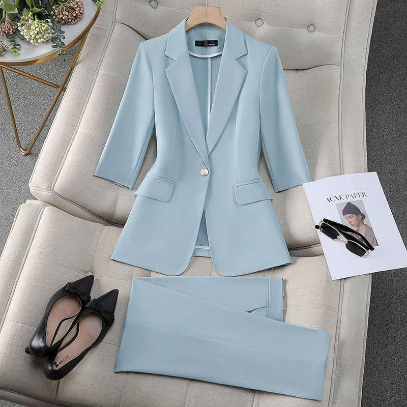 Mid-Sleeve Suit Set for Women, Spring and Summer Thin Style, Elegant Goddess Style, Petite Professional Attire, High-End Suit Workwear