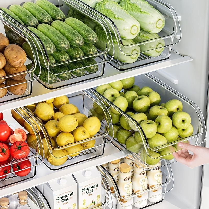 冰箱收纳盒透明食品级保鲜盒冷冻冷藏储物盒厨房蔬菜水果整理盒子|undefined