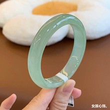 冰种晴水天然缅甸翡翠玉手镯女款油青冰透高端翡翠正圈浅绿玉镯子