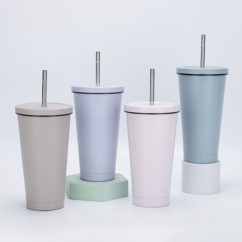 Suministro directo transfronterizo portátil de paja del coche taza de café de la Oficina taza de vacío de doble capa termo taza de regalo al por mayor