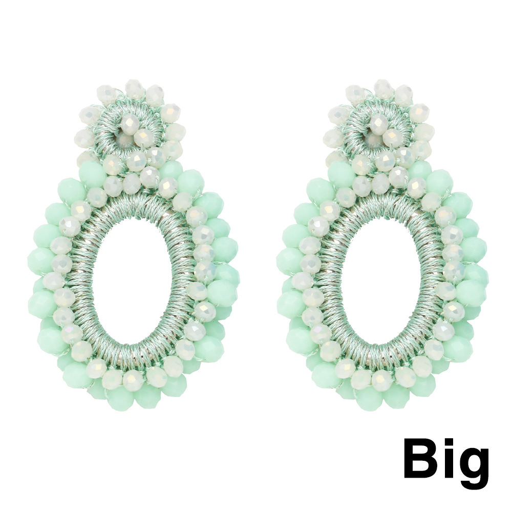 Fashion Hand-Woven Beads Geometric Shaped Copper Earrings Female