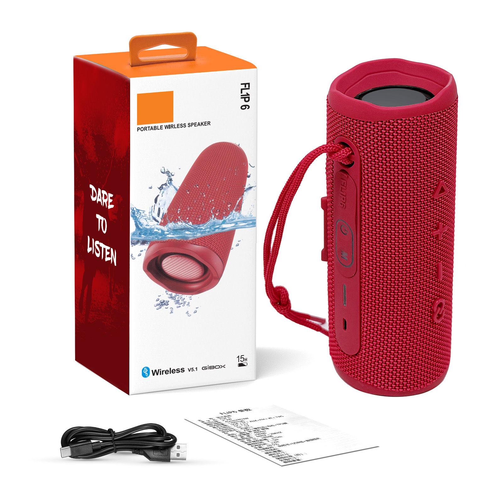 Altavoz Bluetooth Inalámbrico Popular Transfronterizo FL1P6, Altavoz Bluetooth Portátil para Exteriores con Doble Altavoz, Subwoofer con Ranura para Tarjeta TWS