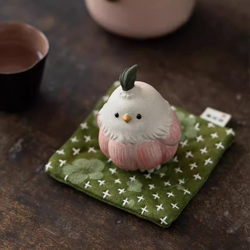 2025新款紫砂蒜头小鸟茶宠摆件精品手工蒜鸟小茶玩可爱装饰工艺品|undefined