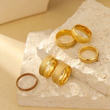 圆形戒指女小众高级轻 亚马逊爆款饰品跨境供货钨钢戒指批发男款