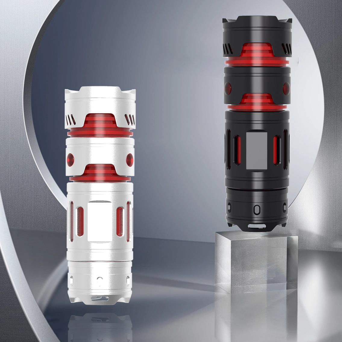 Transfronterizo multi-funcional Mini linterna dedo Gyro descompresión linterna de luz fuerte aleación de aluminio lámpara de luz fuerte