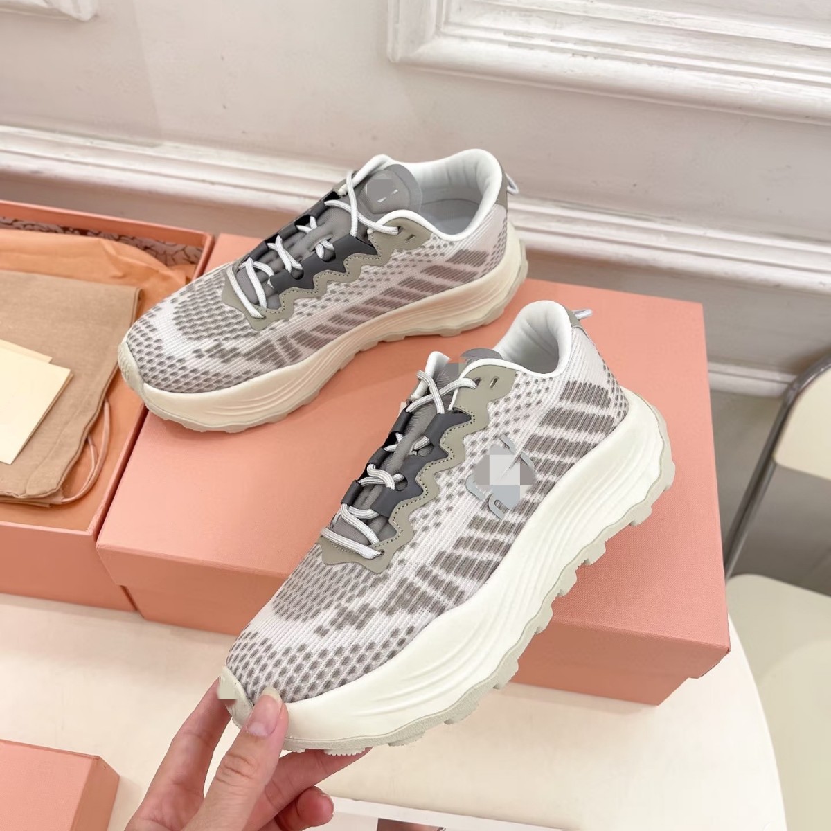 Putian Pure Original M Brand Women's Shoes Knitted Breathable Mesh Sneakers Dad Shoes Thick-Soled Height-Increasing Casual Versatile Sports Shoes