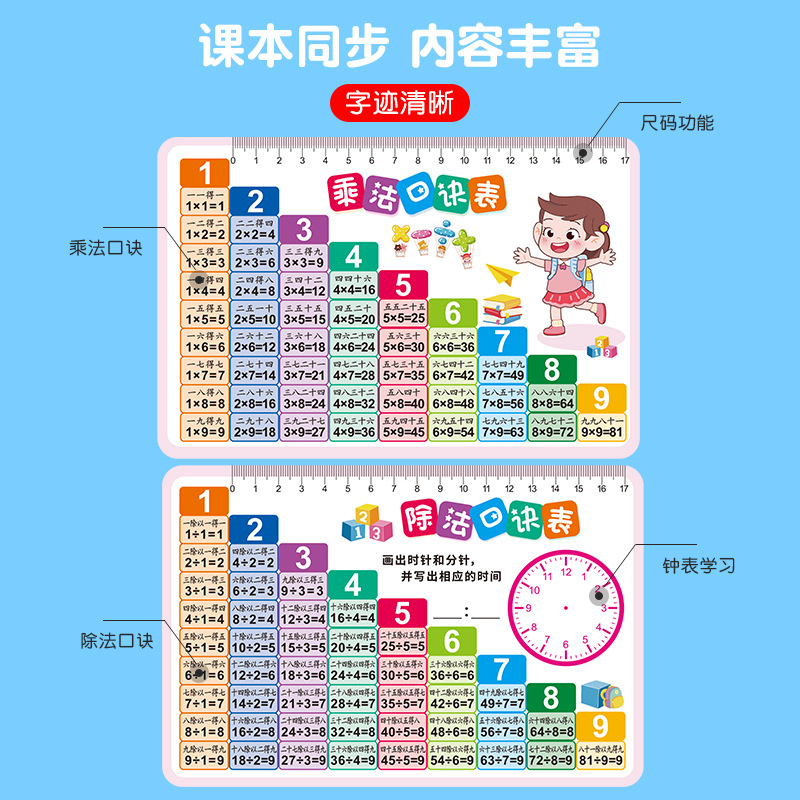Primary school students' ninety-nine multiplication table bank card material English alphabet portable card oral counting card teaching aids memory card