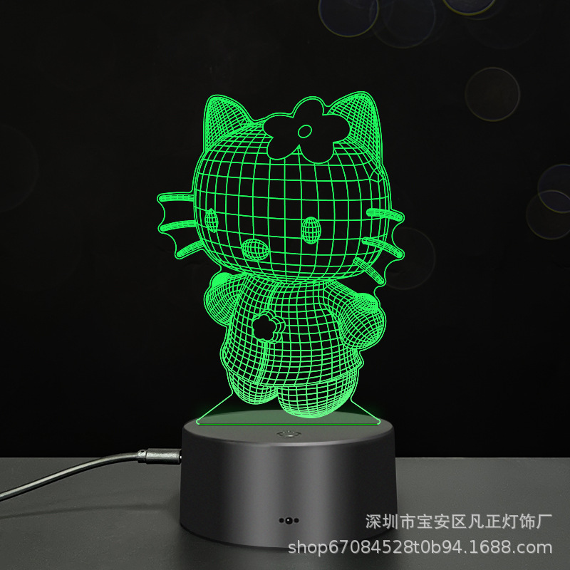 Cross-border Hello Kitty Cat 3D night light creative LED colorful novelty gifts bedroom 3D table lamp manufacturers Cross-border Hello Kitty Cat 3D night light creative LED colorful novelty gifts bedroom 3D table lamp manufacturers