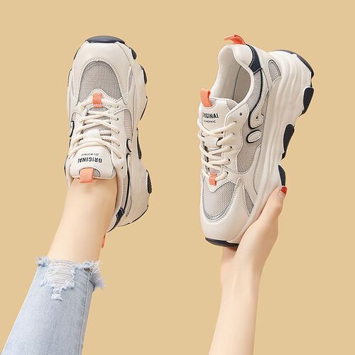2024 New Women's Shoes Spring Korean Version Versatile Casual Shoes Women's Comfortable Breathable Dad Shoes Foreign Trade Women's Sports Shoes