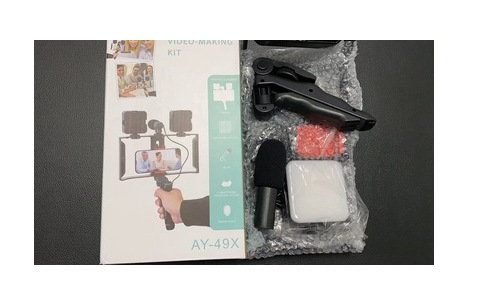AY49 cámara móvil portátil mini luz de fotografía de belleza de escritorio transmisión en vivo perezoso conjunto de micrófono luz selfie image 12