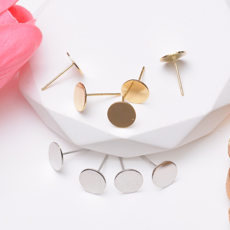 S925 non-allergic sterling silver ear pin empty support diy handmade earrings semi-finished simple jewelry accessories material wholesale