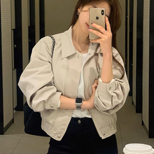 高级感气质纯色短外套女韩版简约休闲百搭夹克工装上衣春秋新款