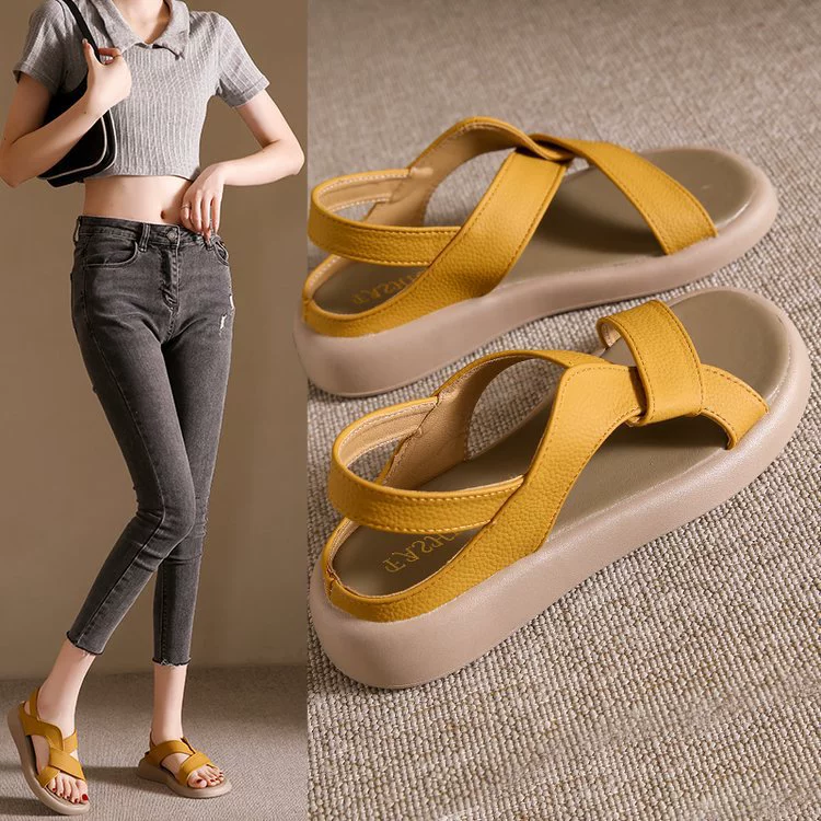 Ленивый один педаль спортивные сандалии женский 2023 летний плоский фон ретро повседневная мода пляжные сандалии леди