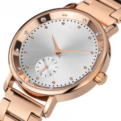 MINI FOCUS品牌時尚鑲鑽女士手錶日本機芯防水精鋼錶帶0037L