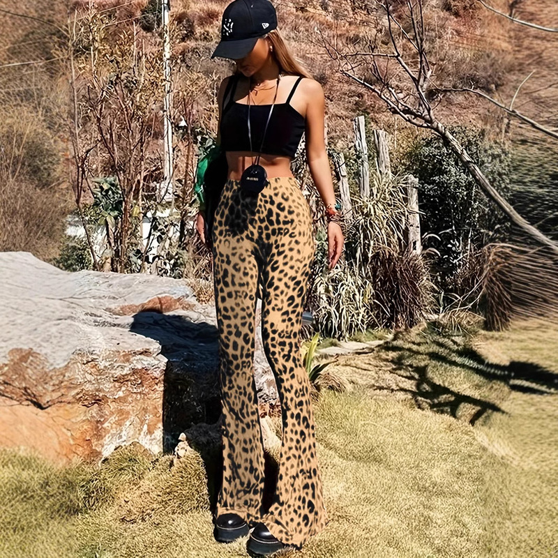European and American Cross-border Sexy plus size Yoga Pants Printed High Waist Belly Slimming Flared Pants Women's Hot Girls Hip Casual Pants