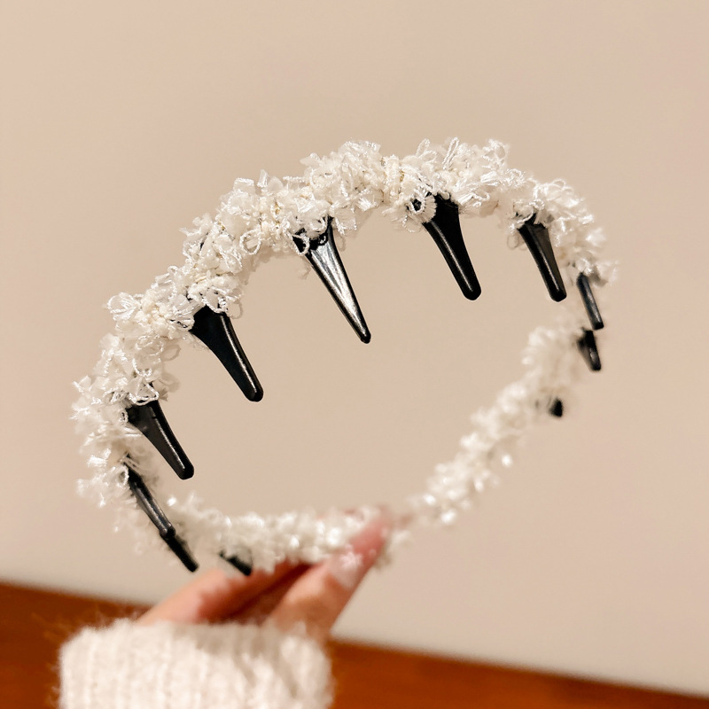 Diámetro flash Louis princesa de París, banda de cabello para la mujer no estrangulada, banda de cabello para lavar la cara, cabeza de cabeza alta con dientes antideslizantes, toque de cabello para el cabello