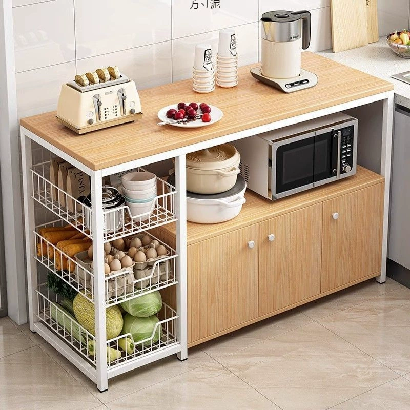 Кухонная стойка, сетчатая корзина, шкаф для хранения, простой шкаф, многофункциональный буфет, напольный многослойный шкаф для хранения, стол для приготовления еды