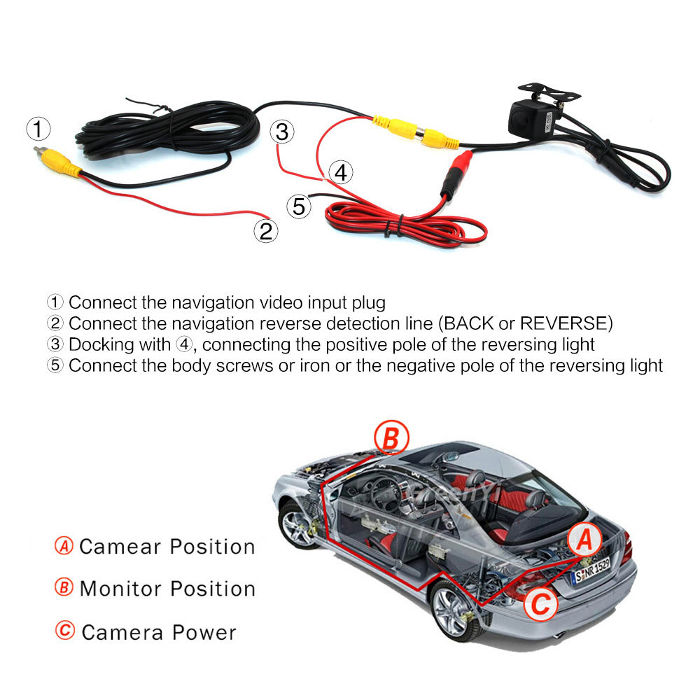 Car rearview mirror 1080P HD AHD reversing camera with led light night vision rear view car camera