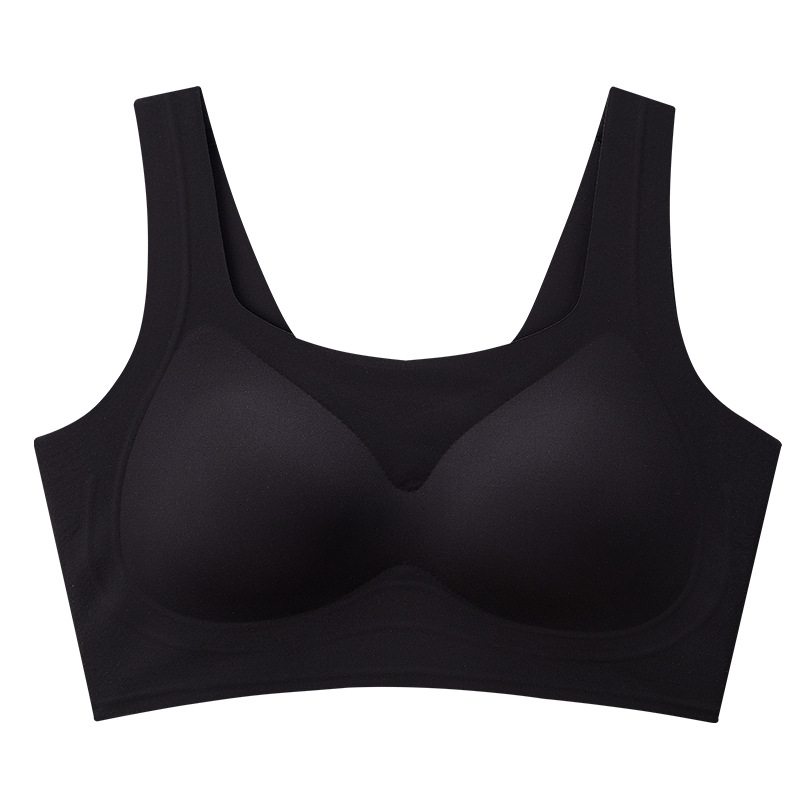 Ropa interior de tirantes anchos y delgados sin marcas, cómoda para mujeres, sensación cero, pequeña acumulación de pecho, chaleco de soporte suave sin anillo de acero, sujetador cultural