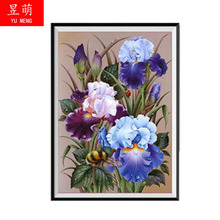 外贸DIY钻石画蓝花装饰5D钻石画 卧室跨境画贴客厅挂画  厂家批发